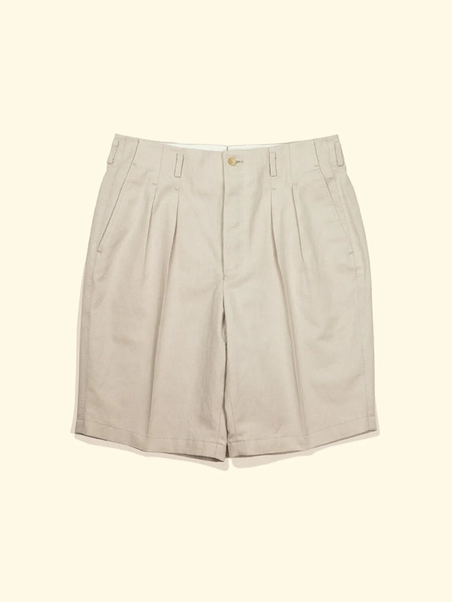 Cotton/Linen Double Pleated Shorts - Sand — The Anthology