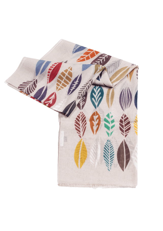 Beige Leaf Pattern Scarf