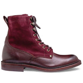 Scott R Shearling Lined Derby Boot in Burgundy Grain Leather and Plum Suede
