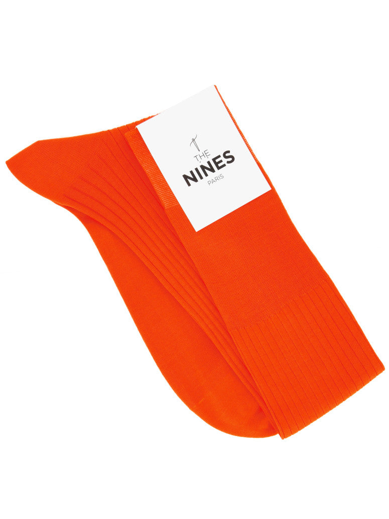 Cotton Lisle Knee Socks In Vitamin Fine Ribbed
