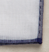 Linen And Cotton Pocket Square With Navy Edge