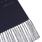 And White Spotted Silk Scarf With Fringes