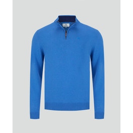 Sean Cotton 1/4 Zip Jumper Summer Cobalt Blue Melange | Magee 1866