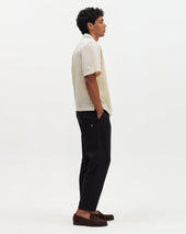 Sears Natural And Stripe Seersucker Zip Short Sleeve Shirt