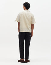 Sears Natural And Stripe Seersucker Zip Short Sleeve Shirt
