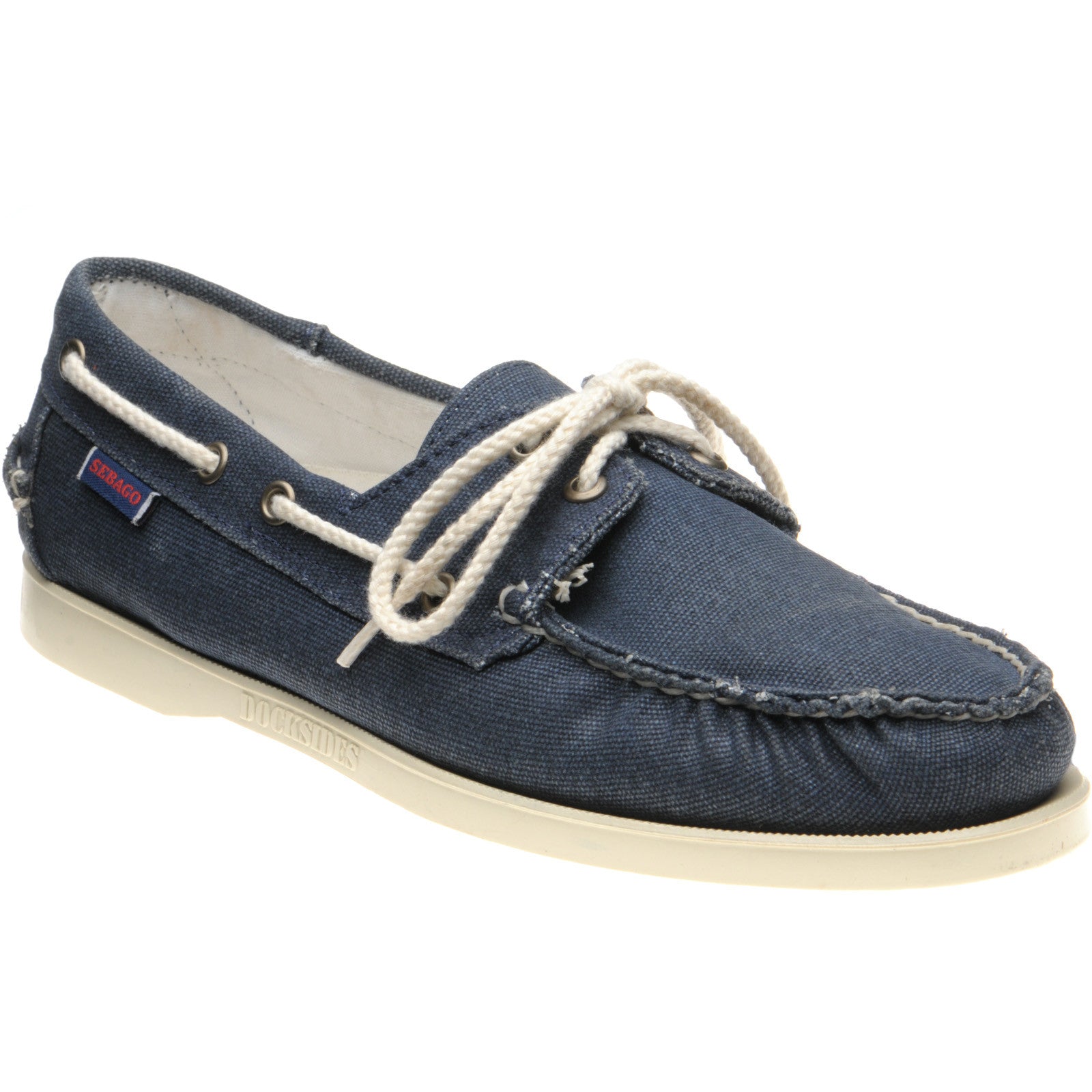 Sebago Dockside Portland Canvas mens rubber-soled deck shoes in blue navy