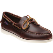 Sebago Dockside Portland mens rubber-soled deck shoes in brown waxy