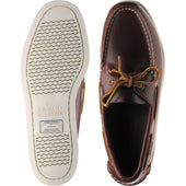 Sebago Dockside Portland mens rubber-soled deck shoes in brown waxy