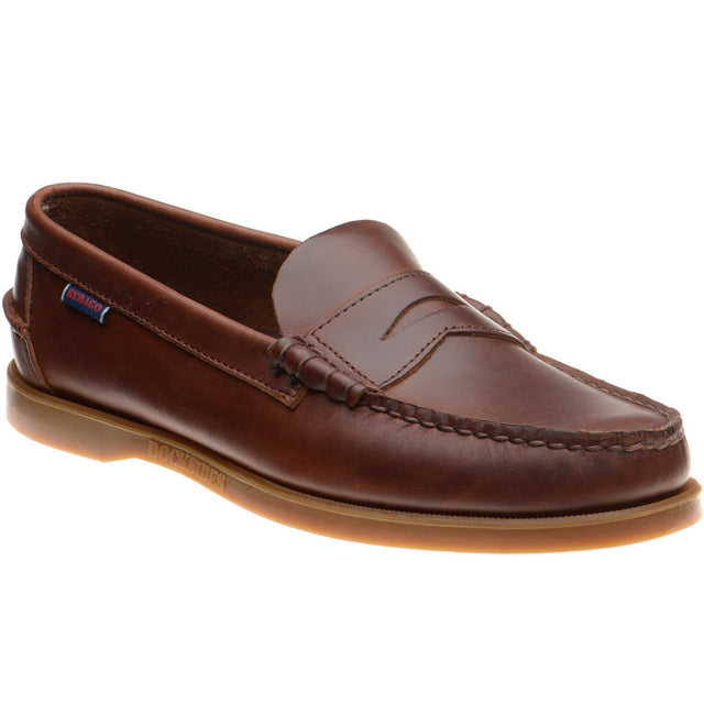 Sebago Dolphin Waxed mens rubber-soled deck shoes in brown gum