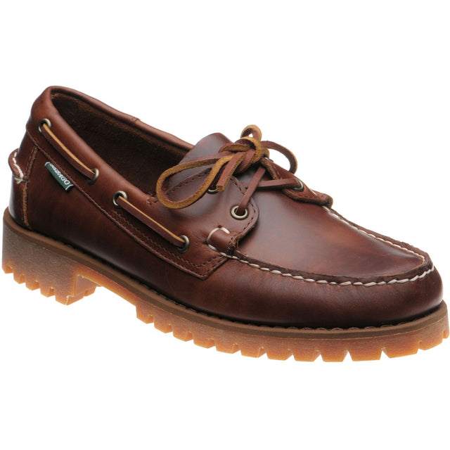 Sebago Ranger Waxy mens rubber-soled deck shoes in brown gum