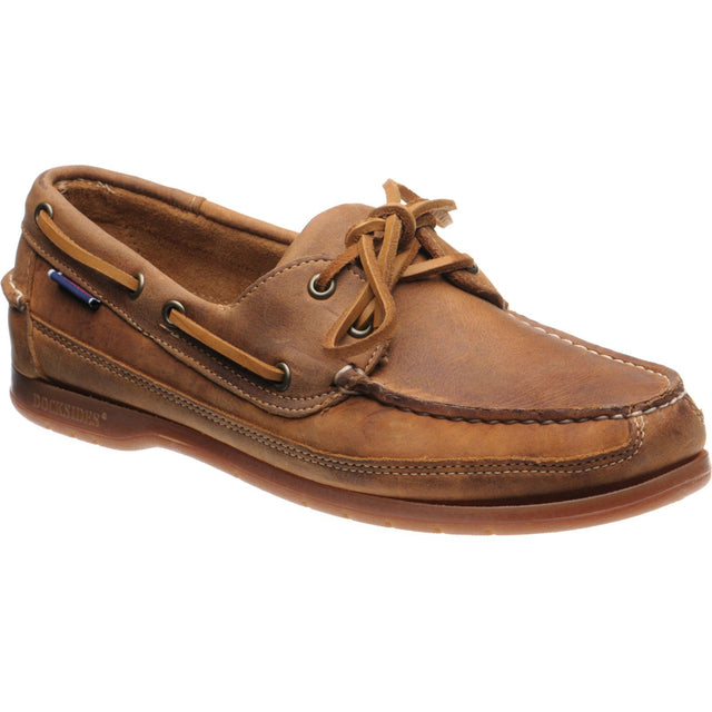 Sebago Schooner Crazy Horse mens deck shoes in brown and tan