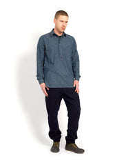 SEBASTIAN | Long Pull On Shirt | Wave Indigo