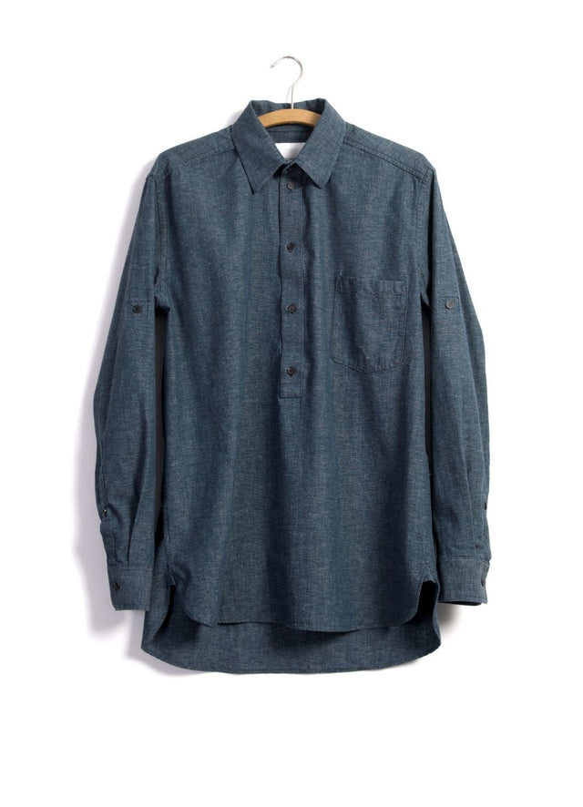 SEBASTIAN | Long Pull On Shirt | Wave Indigo