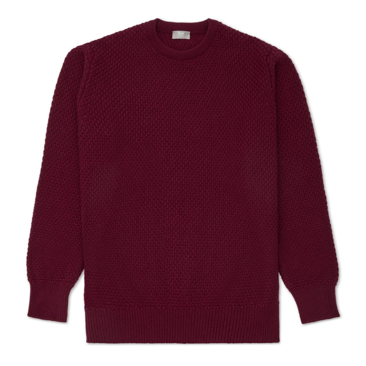 Plain Cashmere Seed Stitch Crew Neck Jumper In Claret