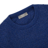 Plain Cashmere Seed Stitch Crew Neck Jumper In Electric