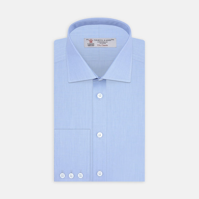 Light Blue End On End Shirt With Regent Collar &amp; 3 Button Cuffs