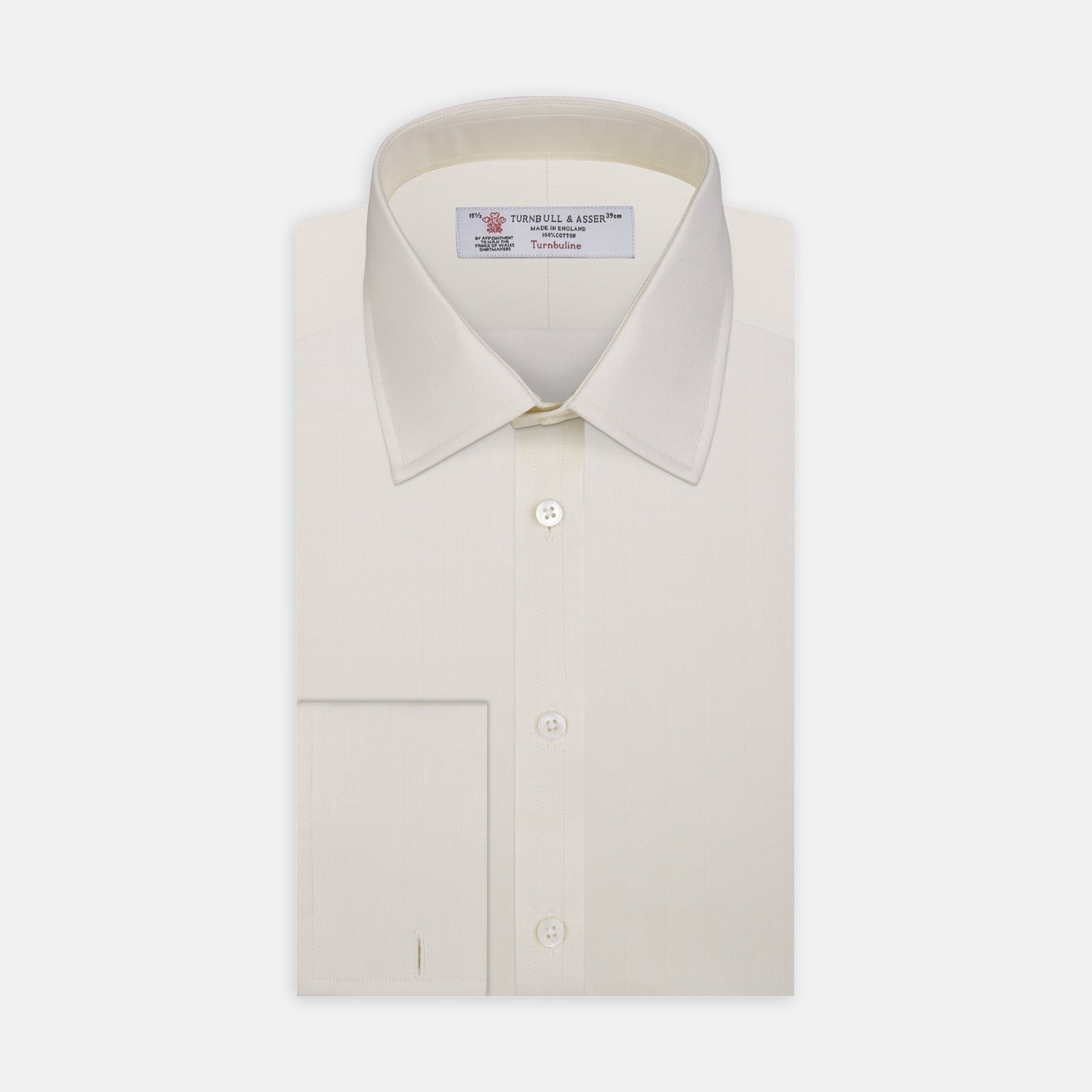 Herringbone Superfine Cotton Shirt With T A Collar And Double Cuffs