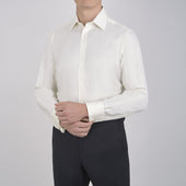 Herringbone Superfine Cotton Shirt With T A Collar And Double Cuffs