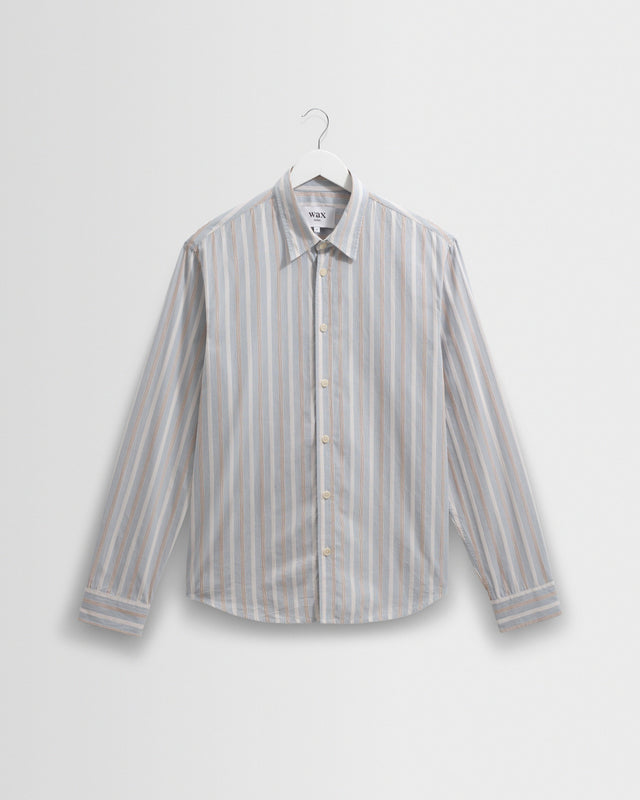Shelly - Light Blue Dobby Stripe Cotton Shirt