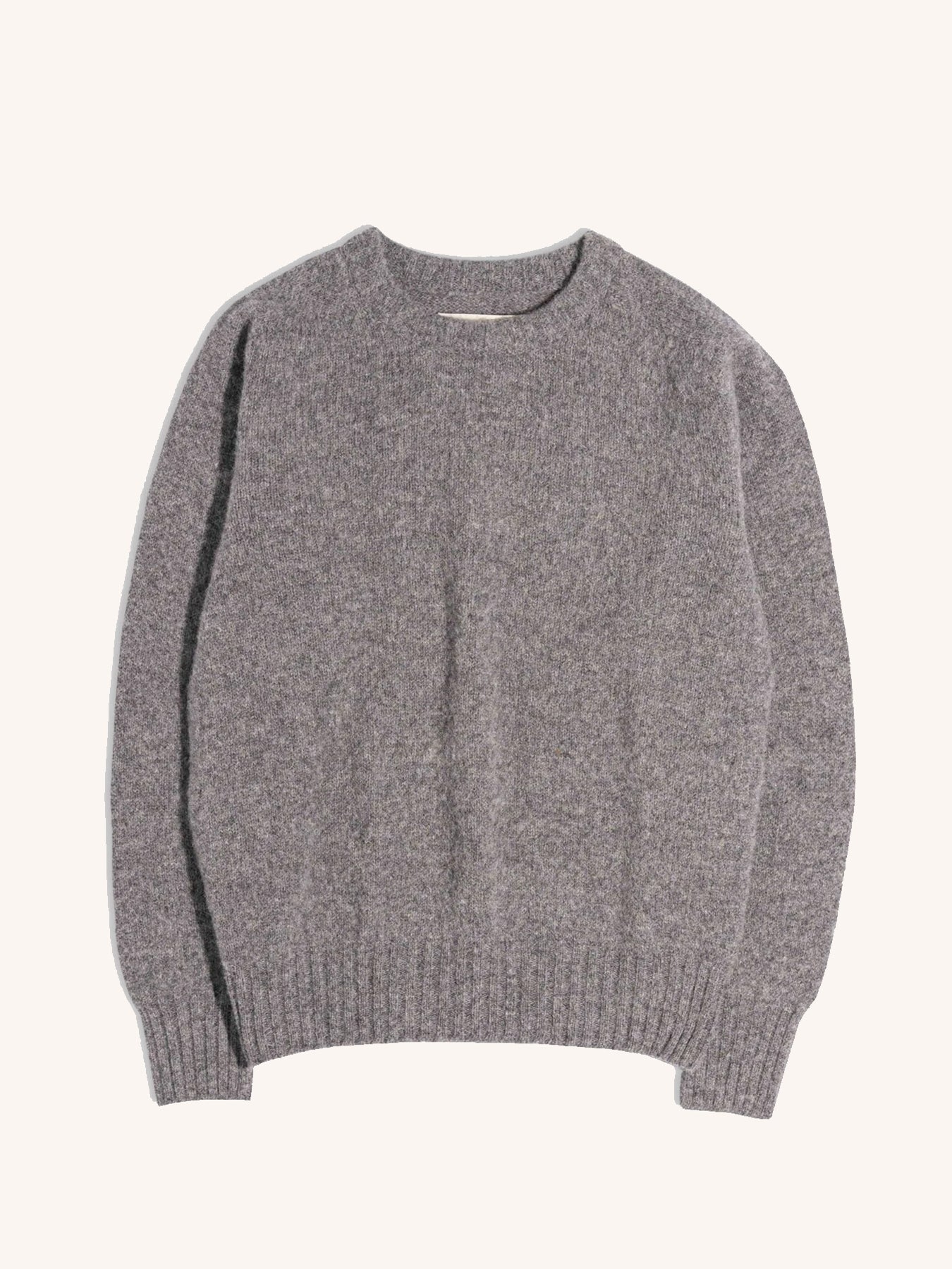 Brushed Shetland Crew In Grey Lambswool