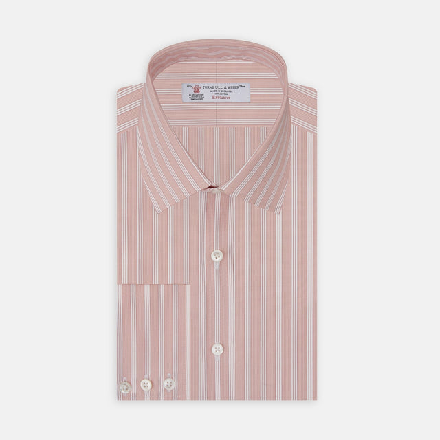 Pink and White Bold Stripe Shirt with T&A Collar and 3-Button Cuffs