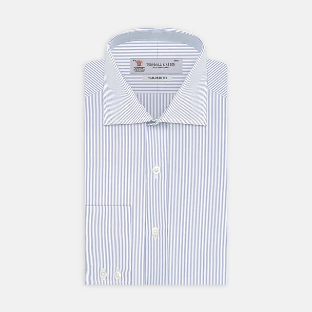 SHIRTS TAILORED FIT KENT COLLAR DC STR BLUE
