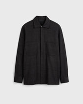 Regis Raw Silk Shirt Jacket - Black