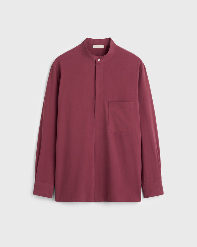 Dom Washed Silk Shirt Jacket - Burgundy