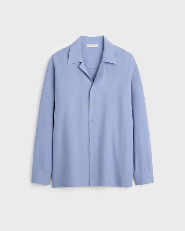 Camp Washed Silk Shirt Jacket - Sky Blue