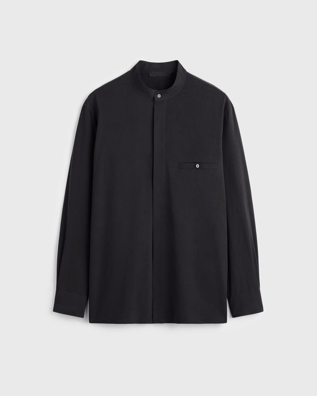 Dom Washed Silk Shirt Jacket - Black