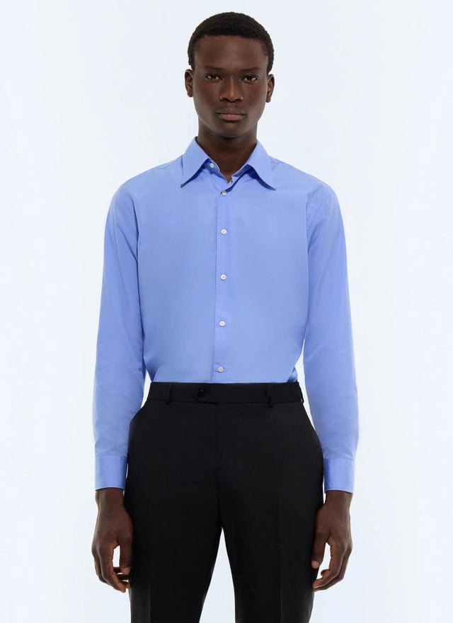 Cotton Poplin Swallow Collar Shirt
