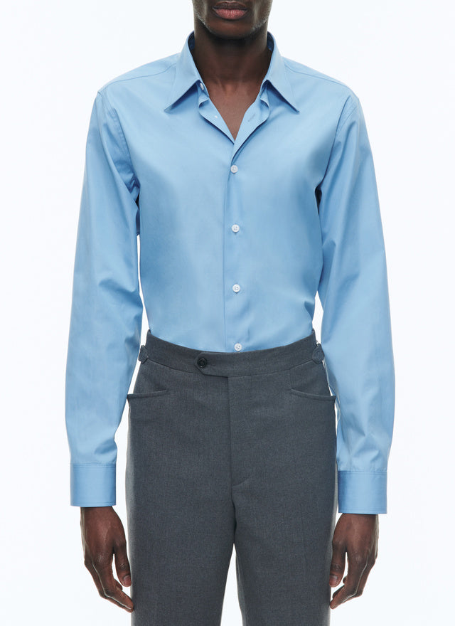 Cotton shirt with a swallow collar