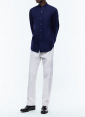 Grandad Collar Shirt In Cotton
