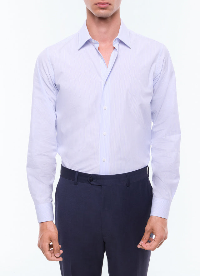 Striped Point Collar Shirt In Cotton