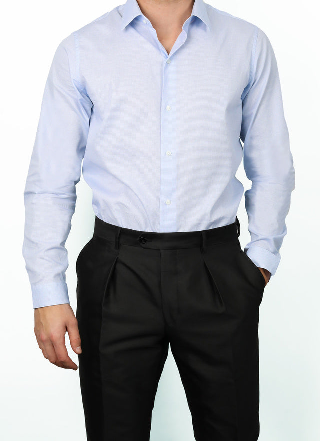 Sky blue micro weaved cotton shirt