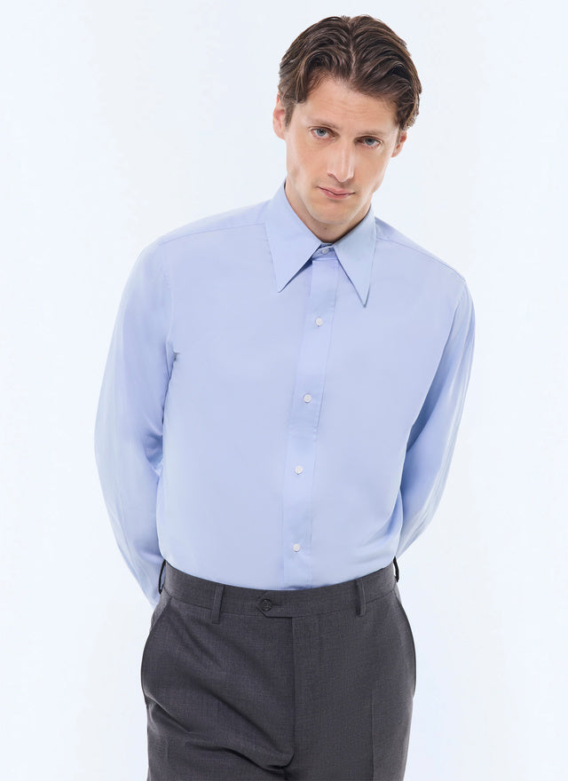 Cotton shirt with point collar