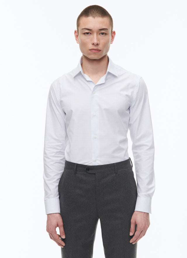 Micro checked cotton poplin shirt