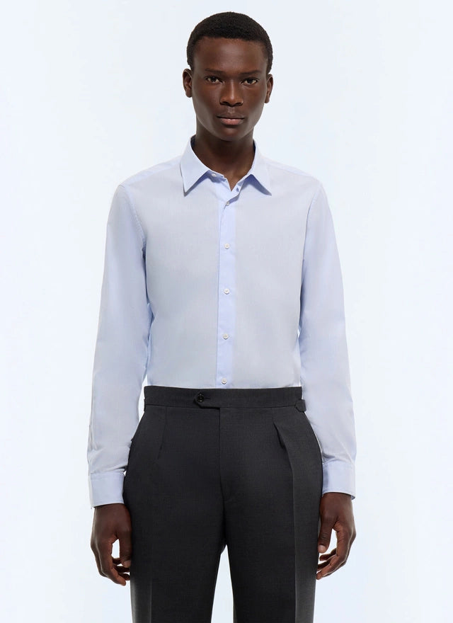 Patterned cotton poplin shirt