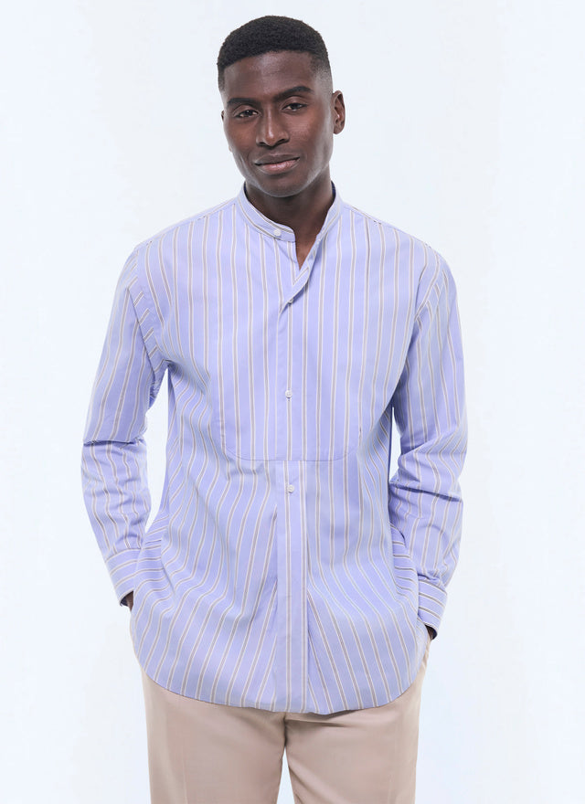 Cotton shirt with grandad collar