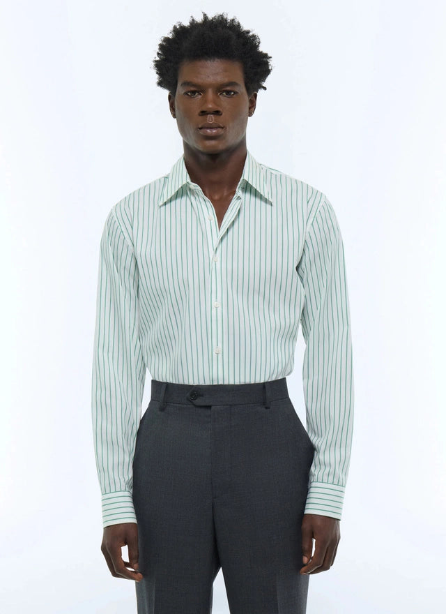 Striped cotton swallow collar shirt