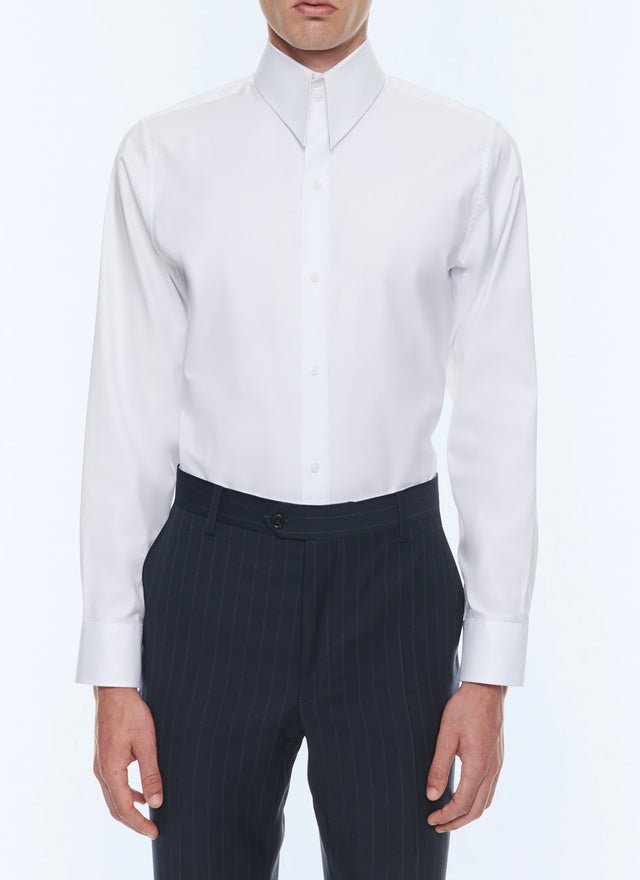 Cotton Poplin Shirt With Spear Collar