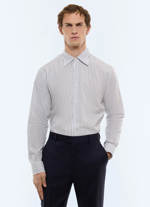 Striped cotton poplin shirt