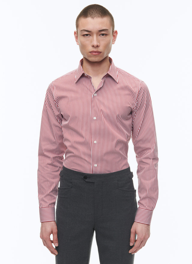 Cotton shirt with straight collar