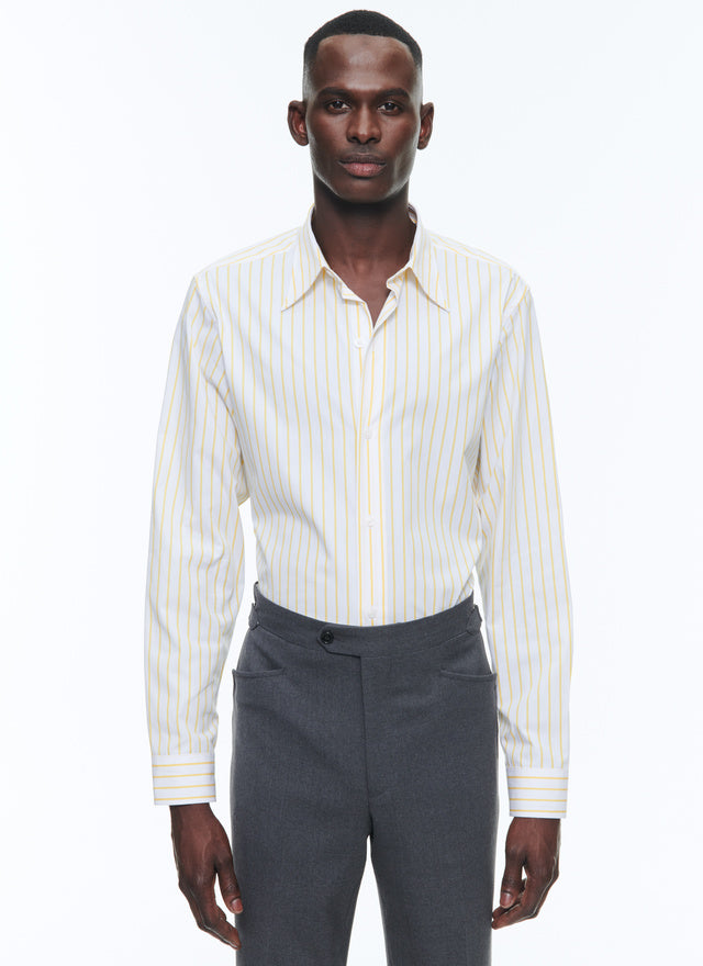Striped shirt with swallow collar