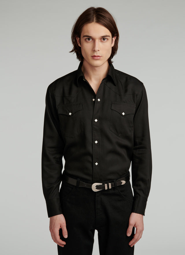 Black lyocell western shirt