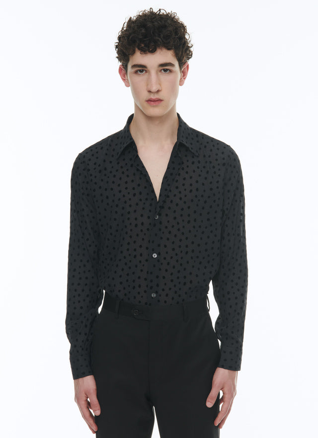 Velvet Shirt With A Swallow Collar