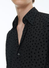 Velvet Shirt With A Swallow Collar