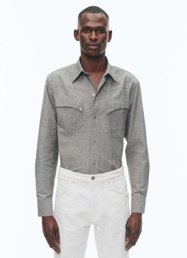 Grey cotton Western shirt