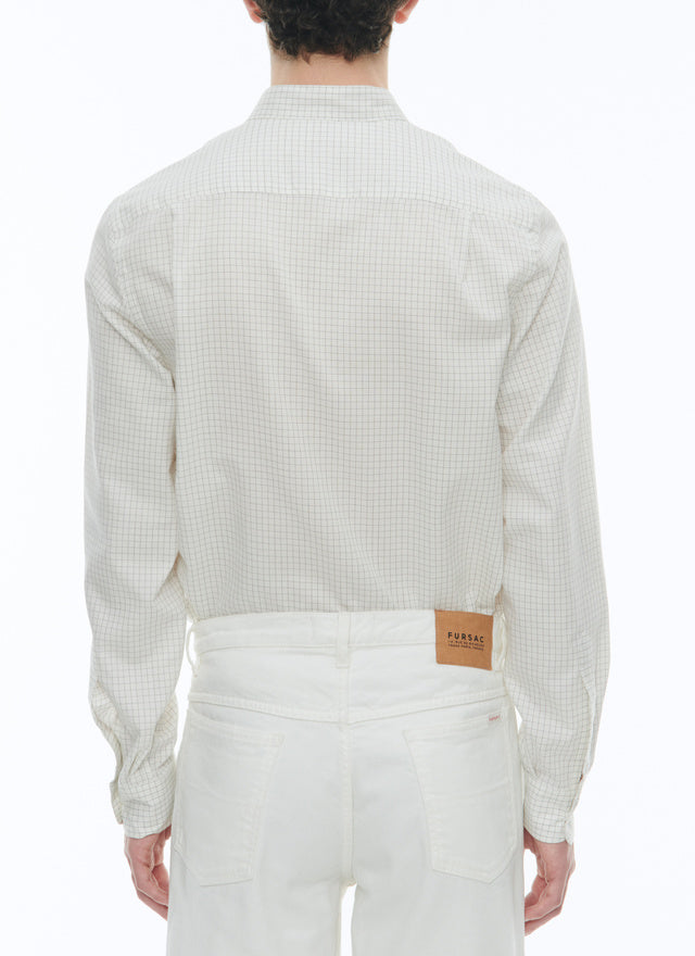 Brushed cotton shirt with grandad collar