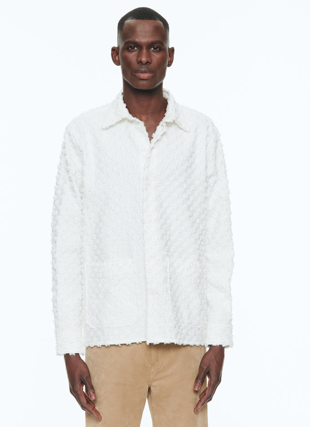 Ecru cotton plumetis shirt